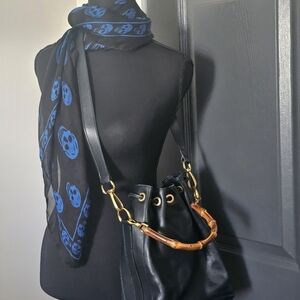 Vintage Gucci Black Leather Bag with Bamboo Handle - GREAT CONDITION